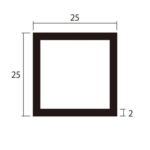 アルミ角パイプ 2.0×25×25 2m