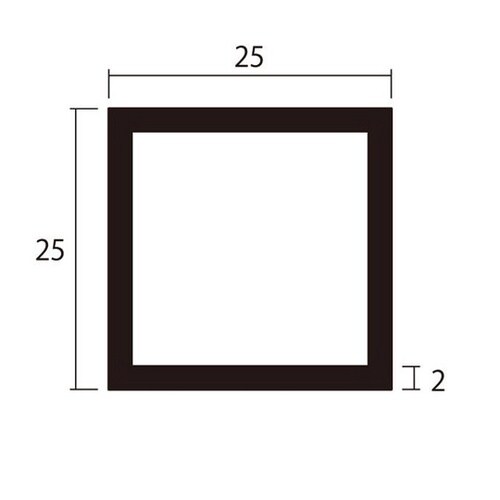 アルミ角パイプ 2.0×25×25 2m