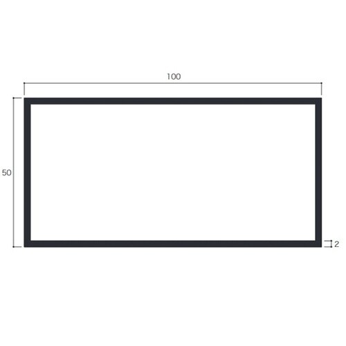 アルミ角パイプ 2.0×50×100 2