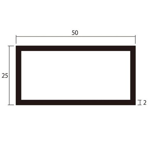 アルミ角パイプ 2.0×25×50 2m