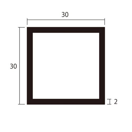アルミ角パイプ 2.0×30×30 1m