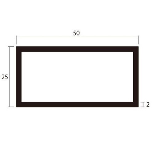 アルミ角パイプ 2.0×25×50 1m