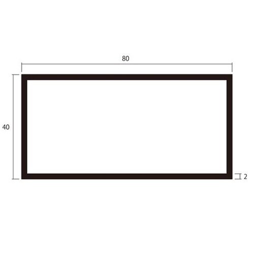 アルミ角パイプ 2.0×40×80 1m