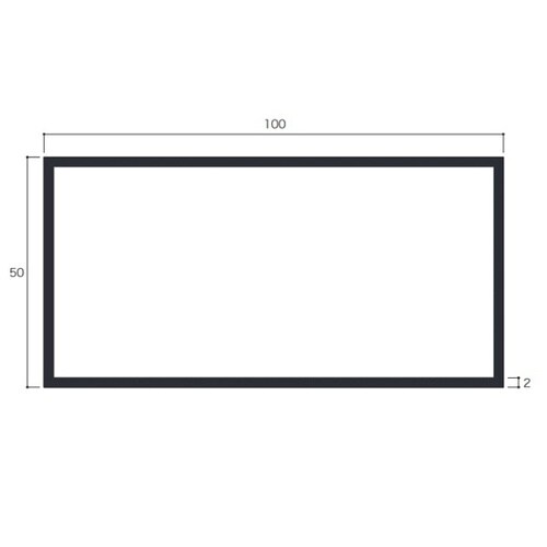 アルミ角パイプ 2.0×50×100 1