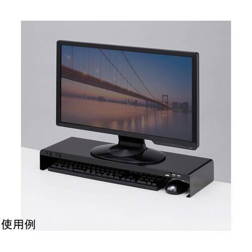 電源タップ+USBポート付き机上ラック(