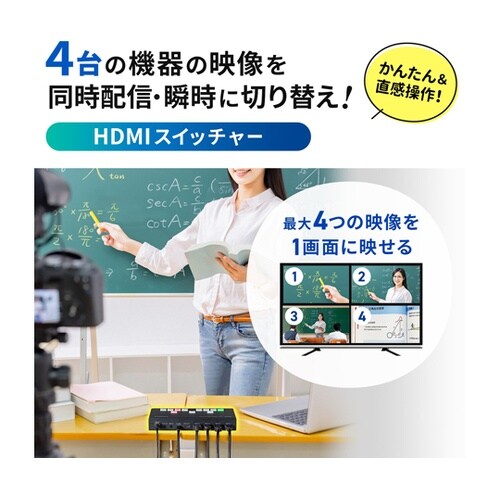 4入力1出力HDMIスイッチャー(4K対