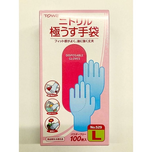 ニトリル極うす手袋100枚入 L 529