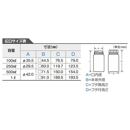 標準規格瓶 角型広口(ナチュラル)100