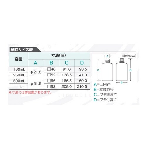 Jボトル角型 細口 遮光 1L 1ケース