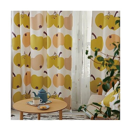 MOOMIN 遮光カーテン リンゴガブリ
