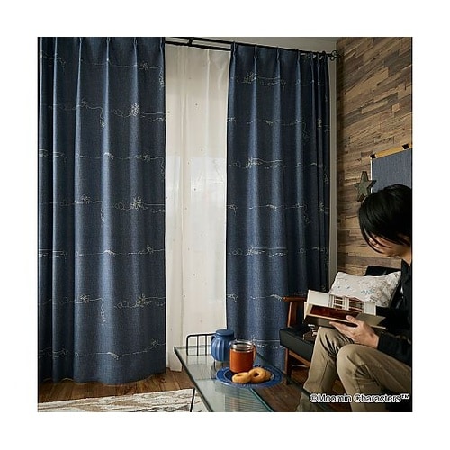 MOOMIN 遮光カーテン デニムボーダ