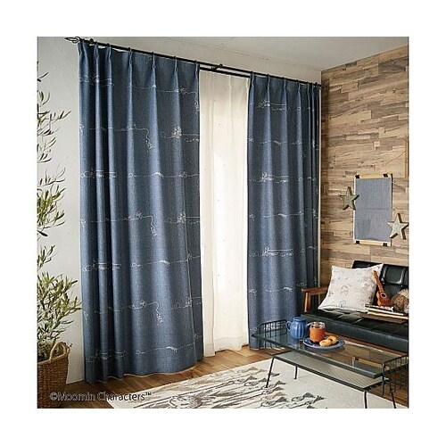 MOOMIN 遮光カーテン デニムボーダ