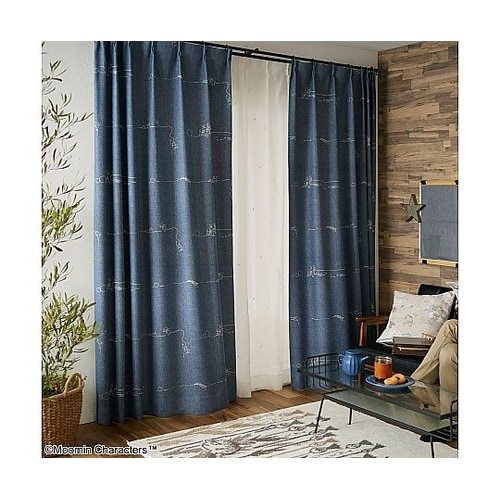 MOOMIN 遮光カーテン デニムボーダ