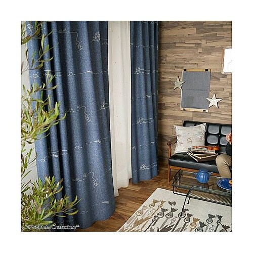 MOOMIN 遮光カーテン デニムボーダ