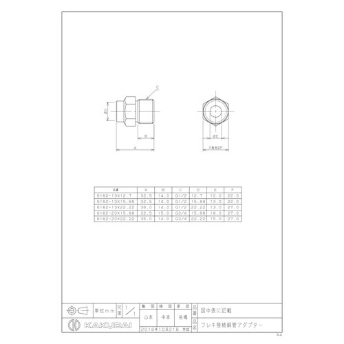 6182−13x12.7 銅管アダプタ