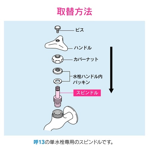 水栓スピンドル 寒 固定コマ