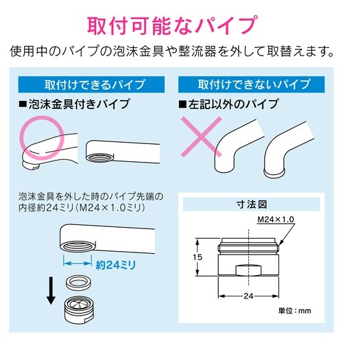 泡沫金具 水ハネ防止