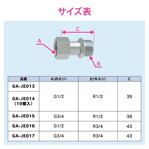 ナットユニオン変換アダプター10P