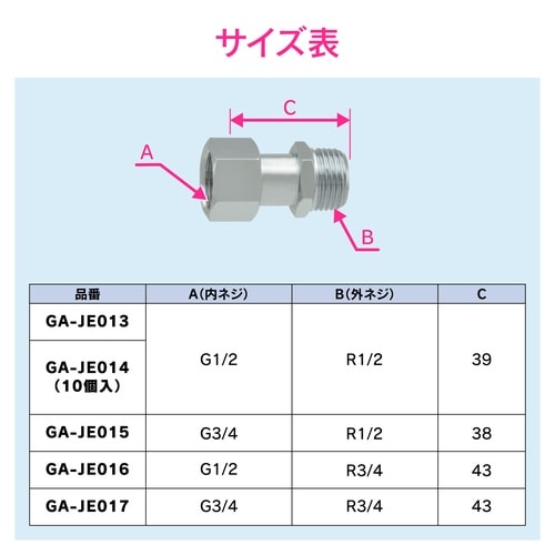 片ナットユニオン 変換アダプター