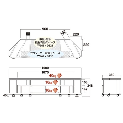 ヌック テレビ台 NOA−1400AV−BK