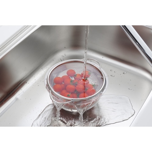 ステンレス両手付丸形ザル