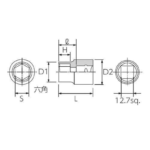 12.7SQ インチ ソケット 15/16 六角