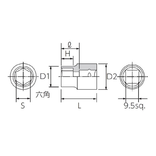9.5SQ インチサイズ ソケット 5/8 六角