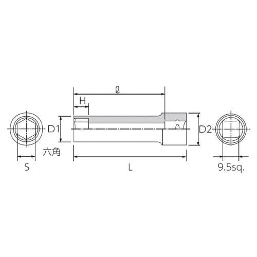9.5SQ ディープソケット 7/16 六角