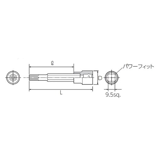 9.5SQ イジリ止トルクスビットソケット T30