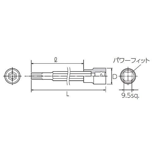 9.5SQ ロングトルクスビットソケット T55