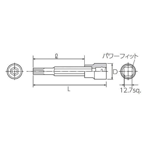 12.7SQ T型 トルクスビットソケット T30