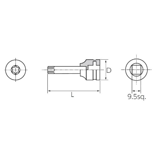 9.5SQ T型 インパクトトルクスレンチ T30
