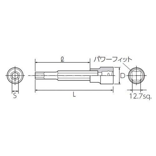 12.7SQ ヘキサゴンビットソケット 3/8