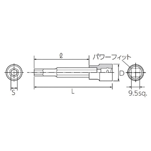 9.5SQ 六角ビットソケット 3/16