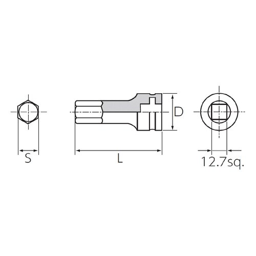 12.7SQ インパクトレンチ用六角レンチ 6mm