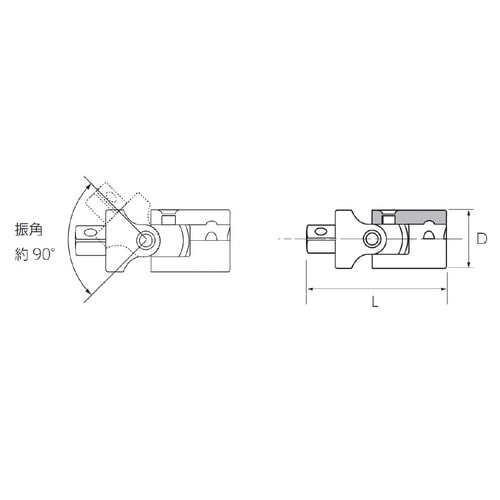 9.5SQ ユニバーサルジョイント 全長45mm