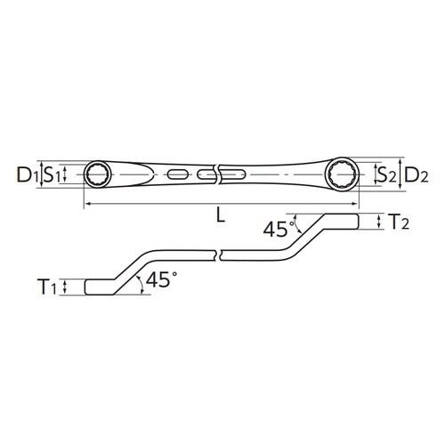 45゜ ロングメガネレンチ 10×12mm