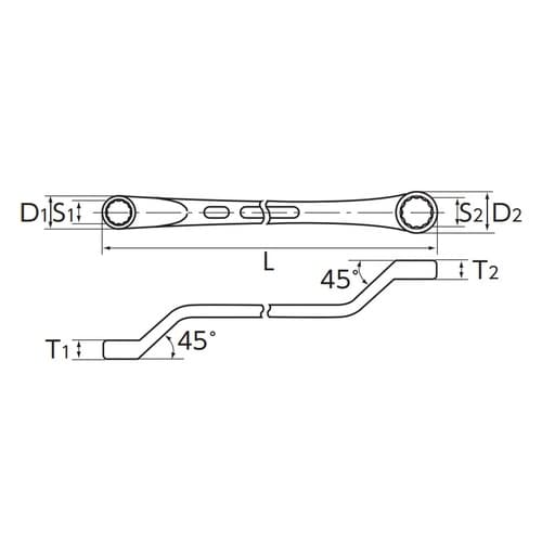 45゜ ロングメガネレンチ 14×17mm