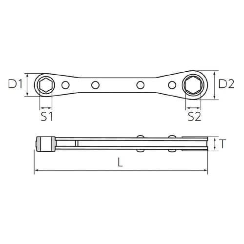 板ラチェット メガネレンチ 14×17mm
