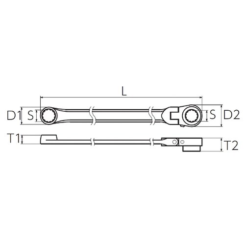 超ロングラチェットメガネレンチ 首振 13mm