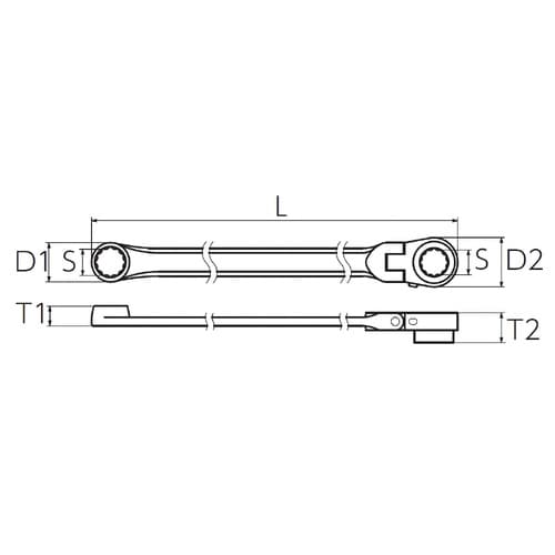 超ロングラチェットメガネレンチ 首振 19mm
