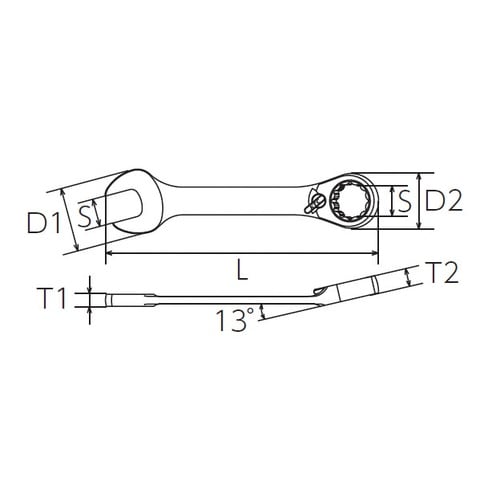 13° ショートラチェットコンビレンチ 12mm