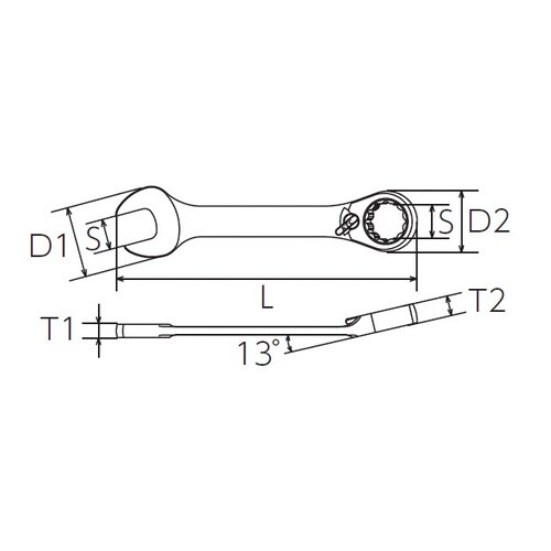13° ショートラチェットコンビレンチ 17mm