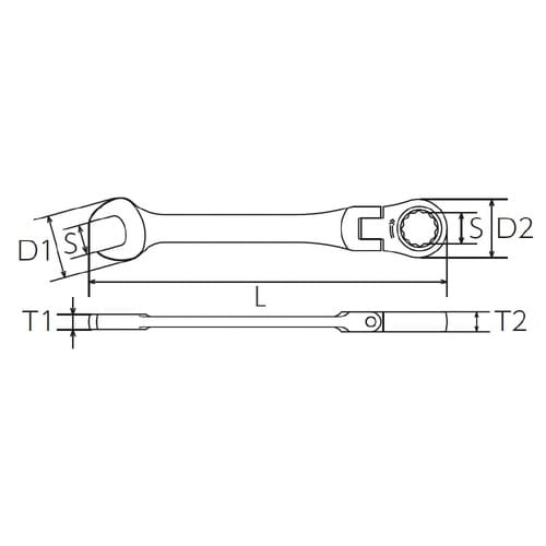 セミショートラチェットコンビレンチ 首振 13mm