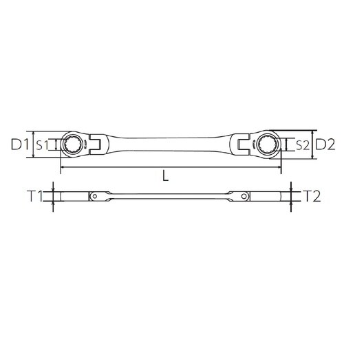 ラチェットメガネレンチ 両頭型首振 14×17mm