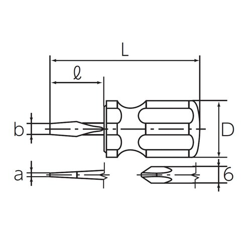 樹脂柄スタッビマイナスドライバー 6mm幅