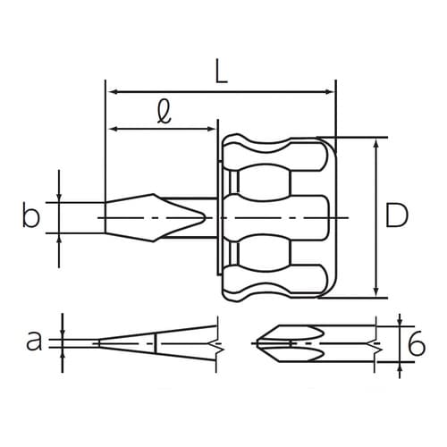 樹脂柄ミニスタッビマイナスドライバー 6mm幅