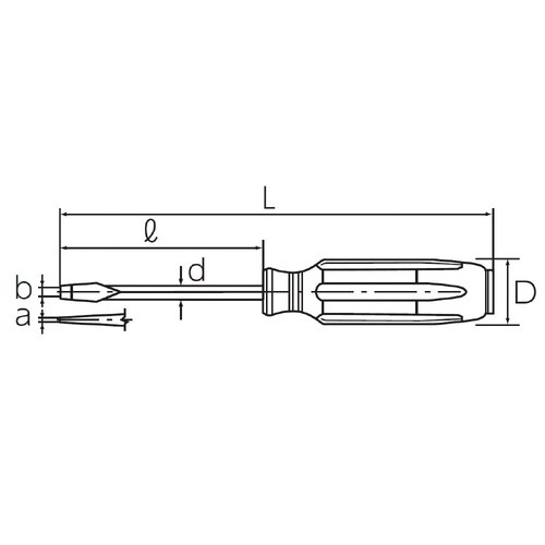 樹脂柄マイナス貫通ドライバー 6mm