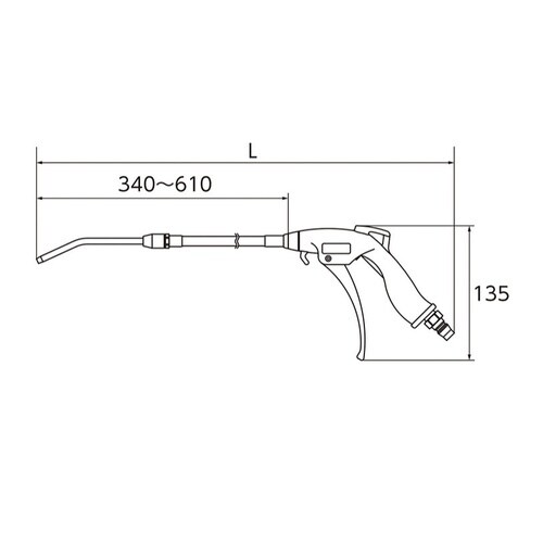 エアブローガン伸縮ノズル 340−610mm