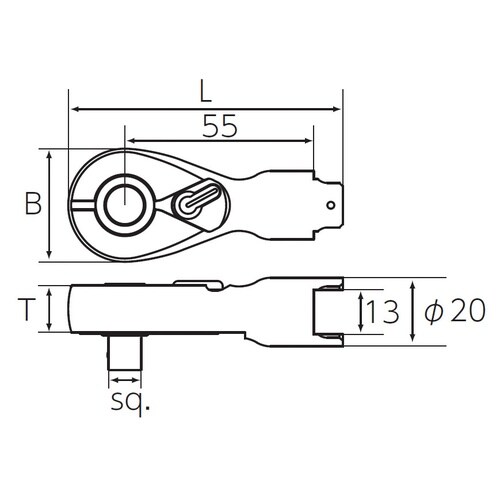 9.5SQ 36ギア 交換式用ラチェットヘッド